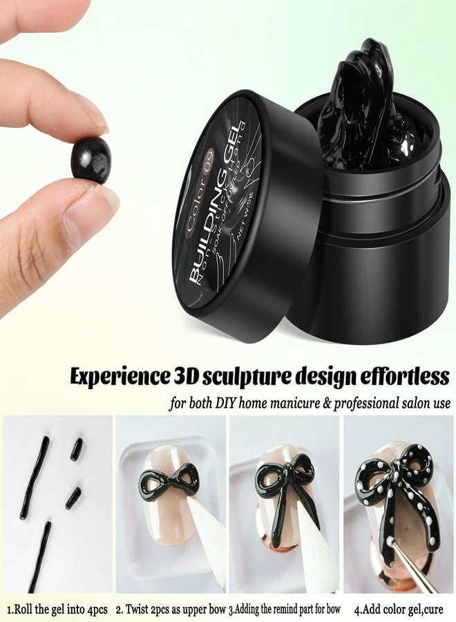 Fcozpjk Solid Builder Gel Kit, 2PCS Black 3D Sculpting Gel Non-Sticky Hand Carving Gels with Silicone Pen Hard Gels for Nails Molding 3D Flowers Nail Design Manicure Salon Supplies - Image 4